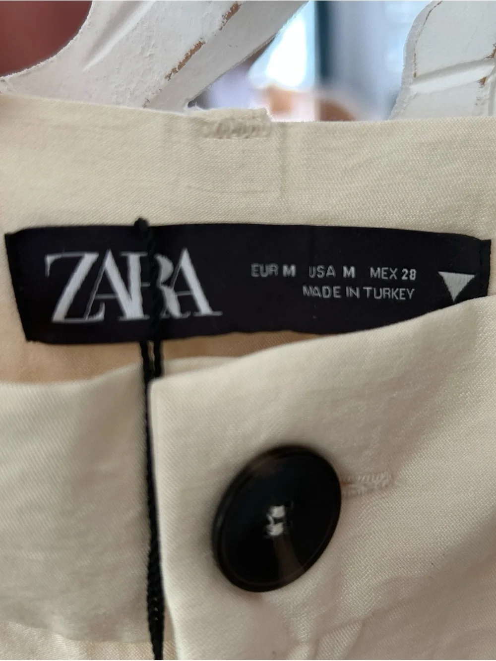 Zara Cream Wide-Leg Linen-Blend Pants